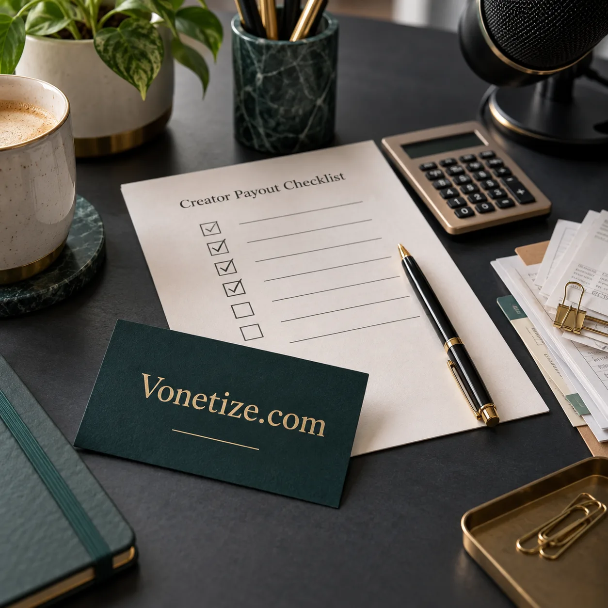 An editorial still life for a creator payout readiness checklist